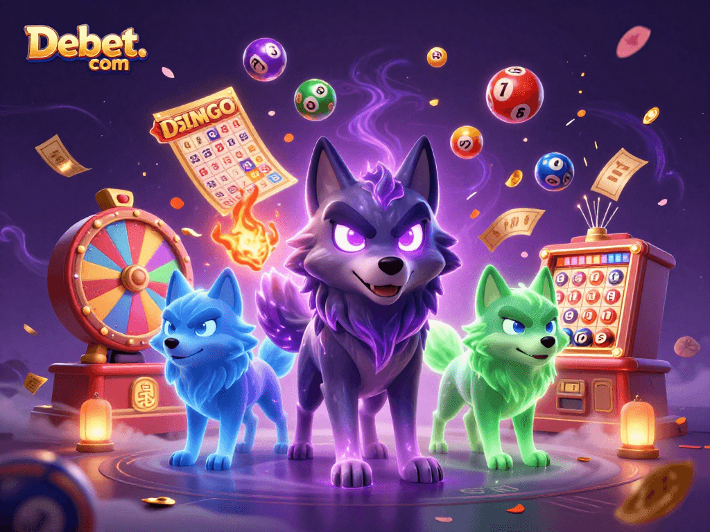 Join in on exciting winnings at Debet. com with vibrant lottery elements and animated gaming action.