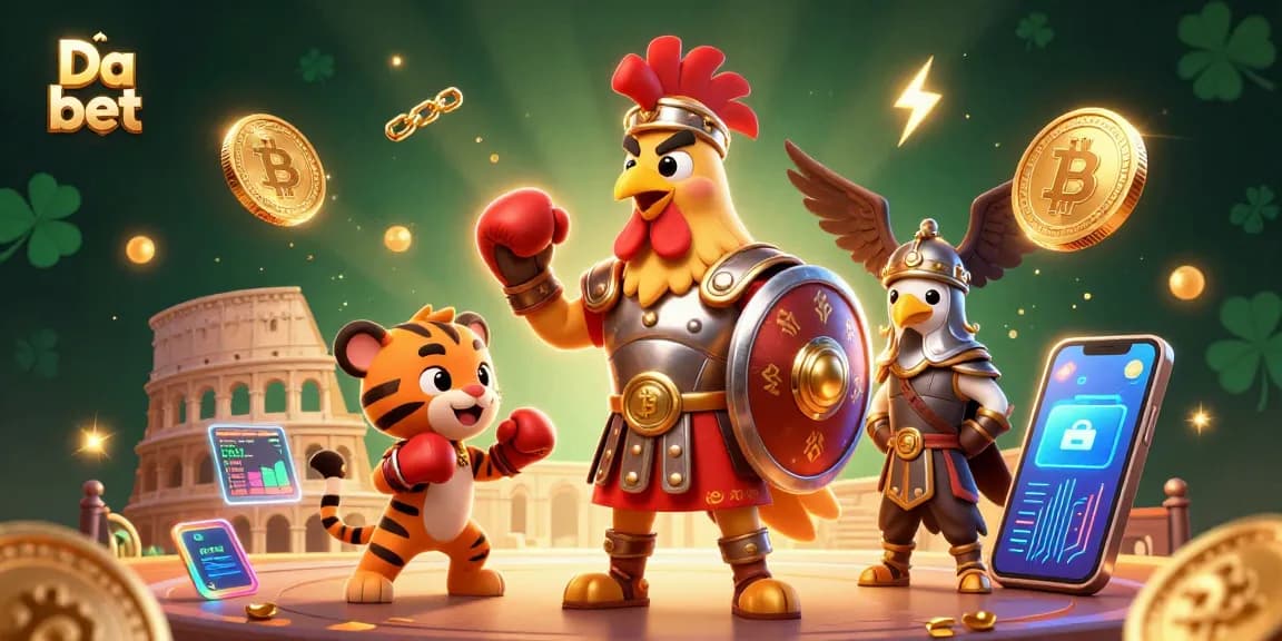 Engage with Da bet as a competitive gladiatorial rooster battles in a lively casino arena.