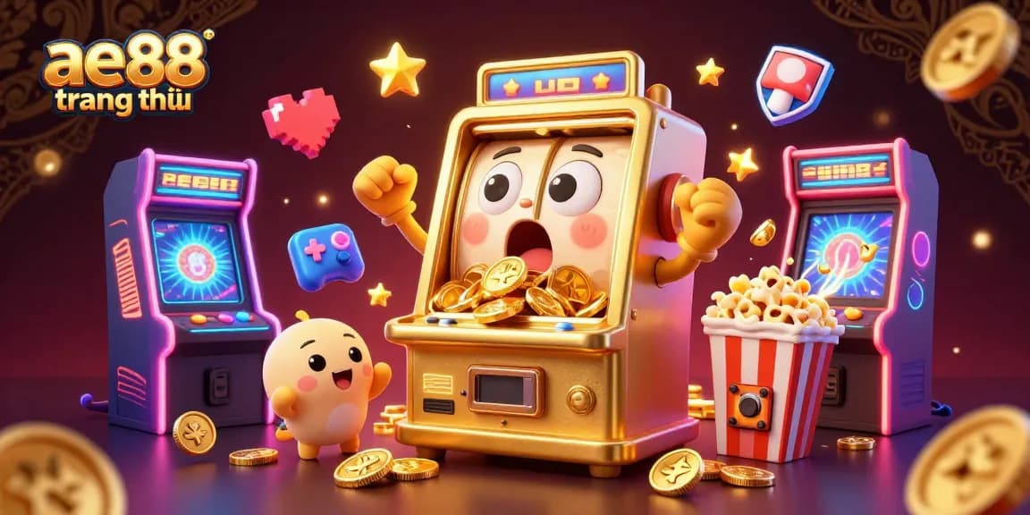 Spin and win with ae88 trang chủ's golden slot machine celebration, showcasing rich casino excitement.