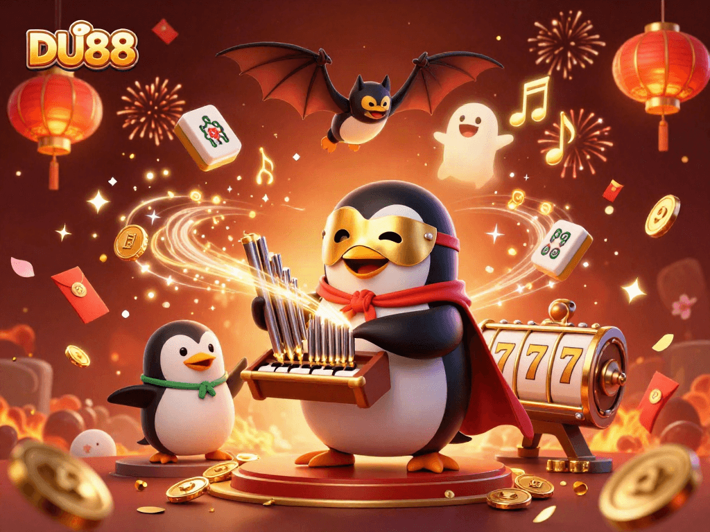 Engage with DU88 in an exciting 3D casino scene showcasing vibrant elements of gaming.