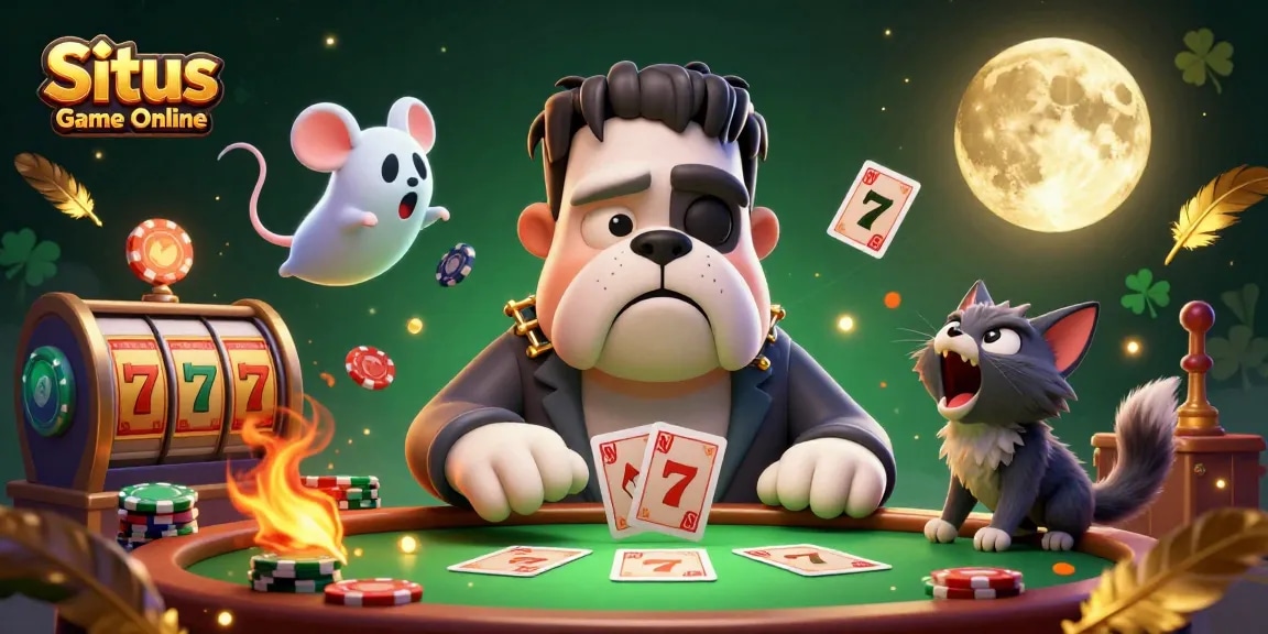 Experience the thrill of Situs Game Online with an immersive casino scene featuring unique characters and dynamic game elements.