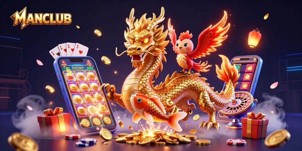 Engage with the MANCLUB universe, where a powerful dragon and phoenix inspire winning slots.