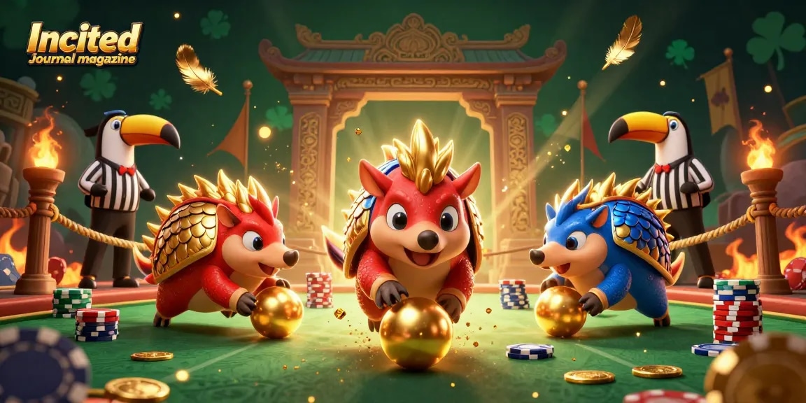 Engage with the thrilling action of the Incited Journal magazine featuring aspiring gamblers with rival pangolins in a vibrant casino showdown.
