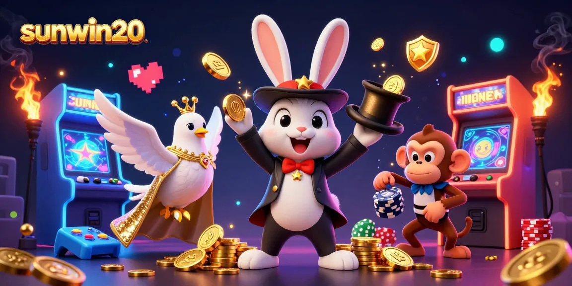 Win big with sunwin20 in an ultra-detailed casino scene featuring a magician rabbit!