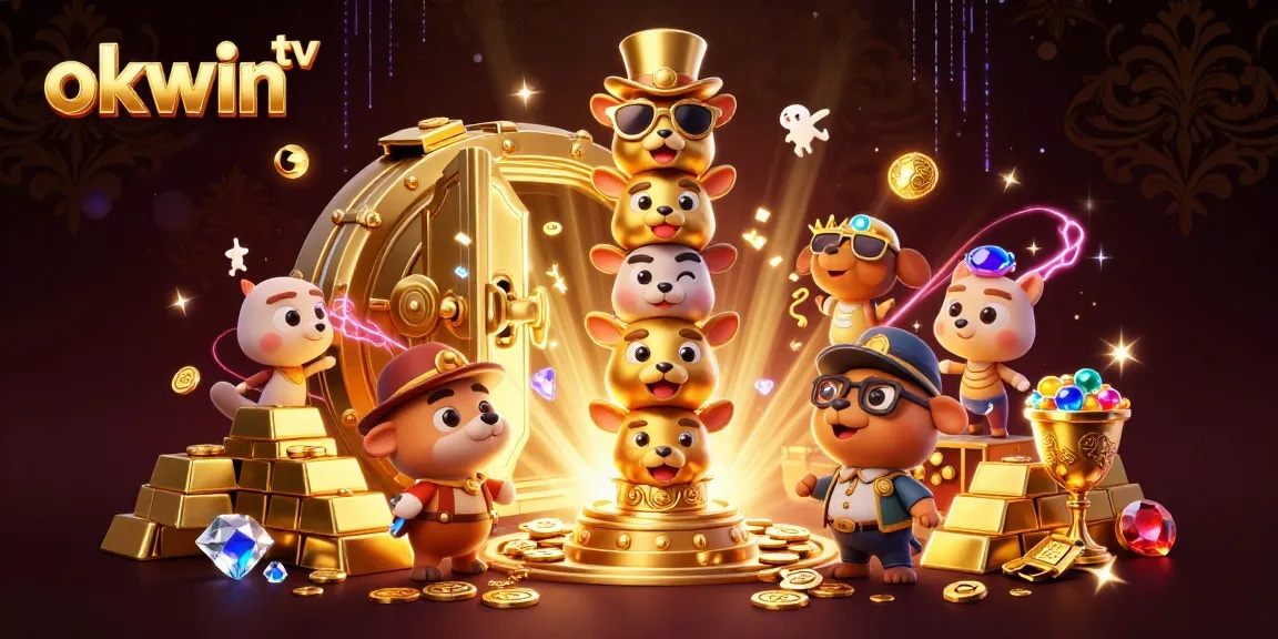 Experience thrilling moments with okwin tv in this vibrant 3D casino scene highlighting excitement in gaming.