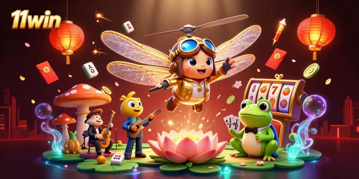 Experience thrilling casino action at 11win with vibrant dragonfly helicopters and croupiers
