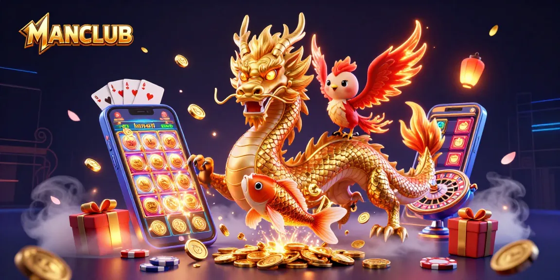 Engage with the MANCLUB universe, where a powerful dragon and phoenix inspire winning slots.