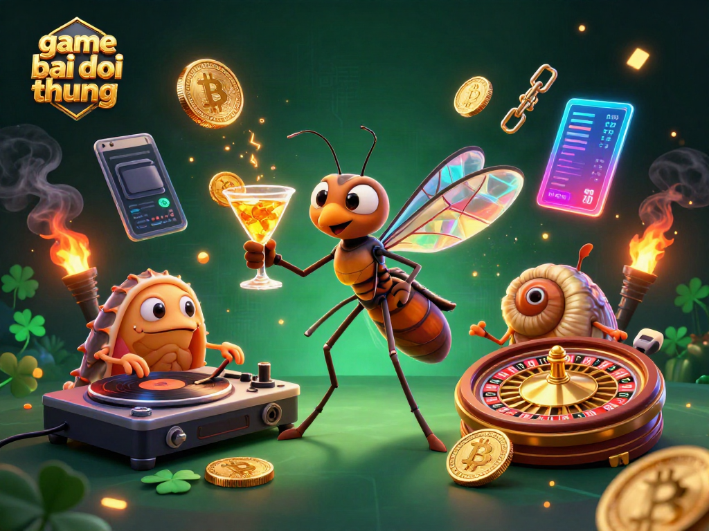 Engage in thrilling game bai doi thuong strategies with vibrant casino elements and bold characters.