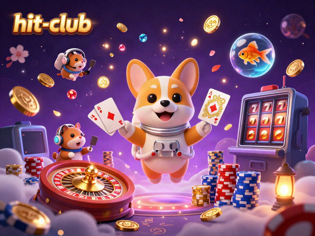 Experience thrilling gaming at hit-club with our entertaining astronaut dog and vibrant casino elements.