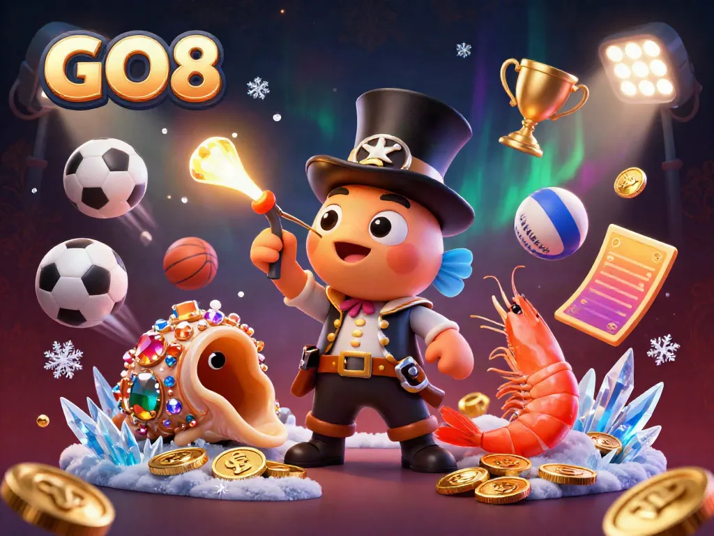 GO8's exciting deep-sea casino adventure with vibrant characters attracting winning golden coins, highlighting thrilling gameplay.