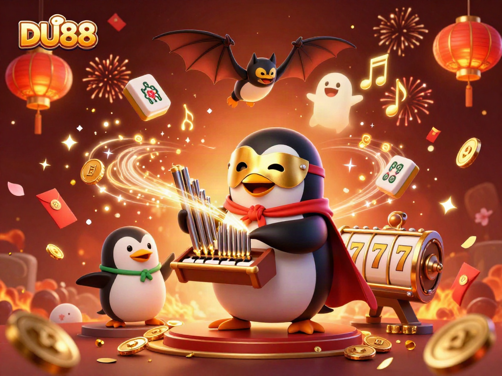 Engage with DU88 in an exciting 3D casino scene showcasing vibrant elements of gaming.