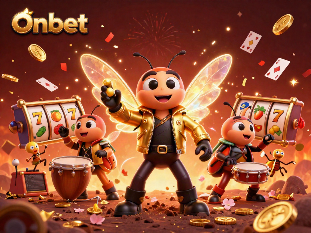 Experience Onbet with dynamic casino vibes featuring a cicada rock star and exciting gaming elements.