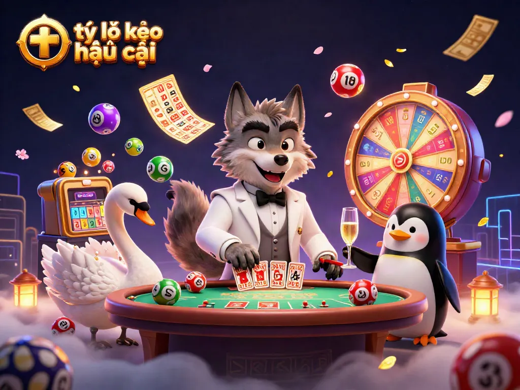 Experience the excitement of tỷ lệ kèo nhà cái with a vibrant 3D casino scene featuring captivating characters.