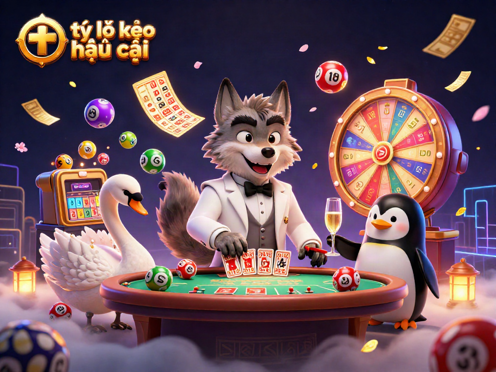 Experience the excitement of tỷ lệ kèo nhà cái with a vibrant 3D casino scene featuring captivating characters.