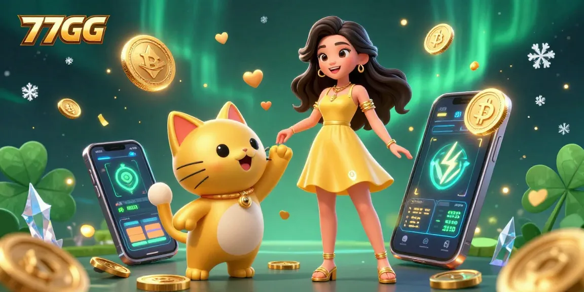 Experience engaging betting moments with 77GG's immersive gaming scene filled with golden coins and interactive characters.