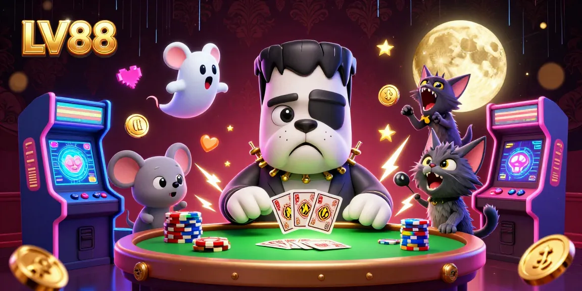 Engage in thrilling gameplay at LV88 with creative cartoon characters in a vibrant casino scene.
