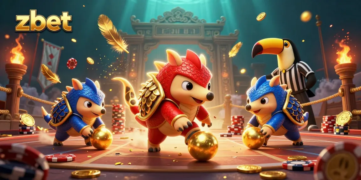 Experience the excitement of zbet's thrilling casino clash between rival pangolins amidst golden games.